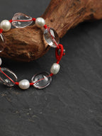 RED LATITUDE · Clear Quartz & Pearl Bracelet
