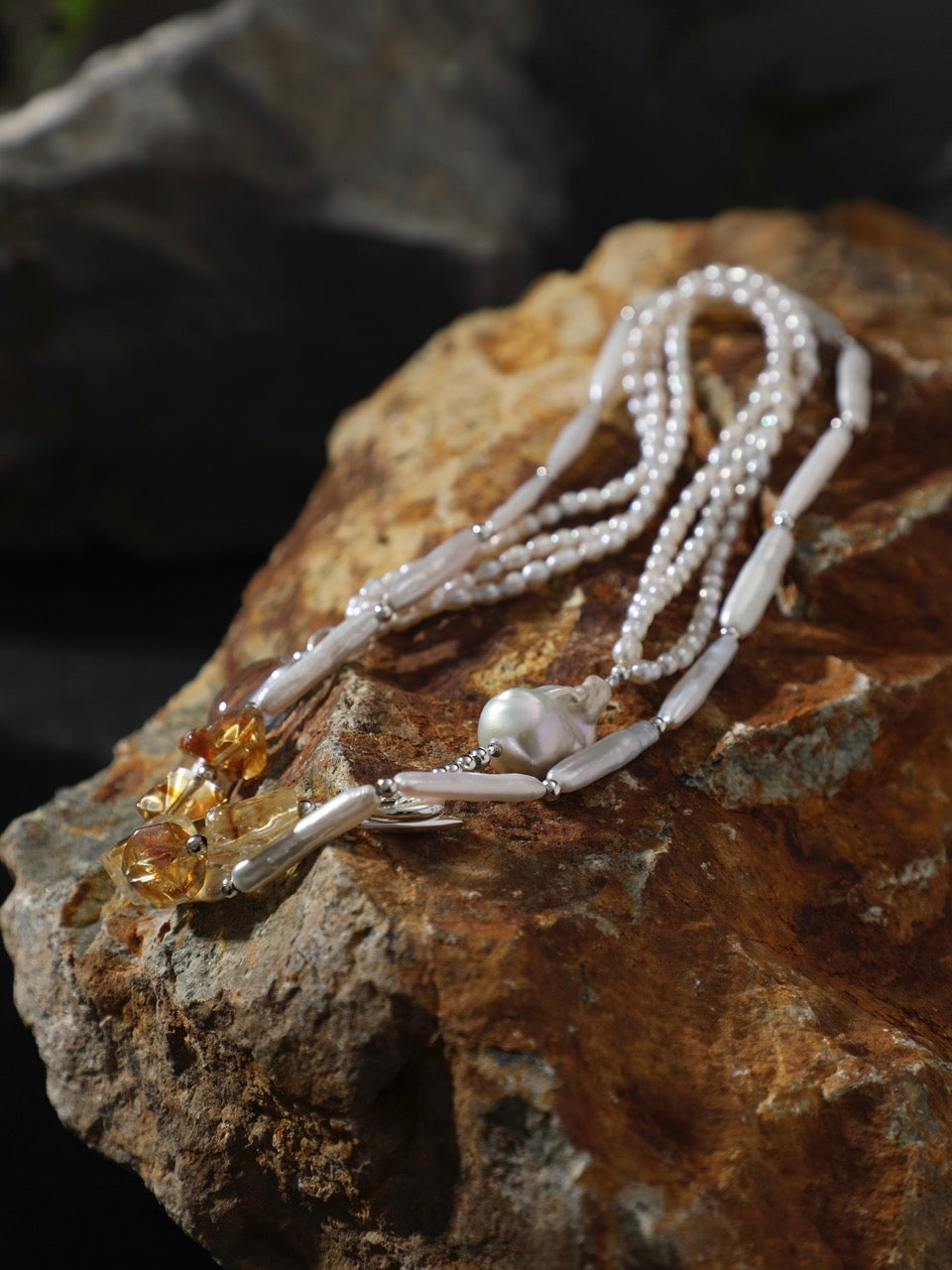 PALE WILD · Baroque Pearl & Citrine Necklace
