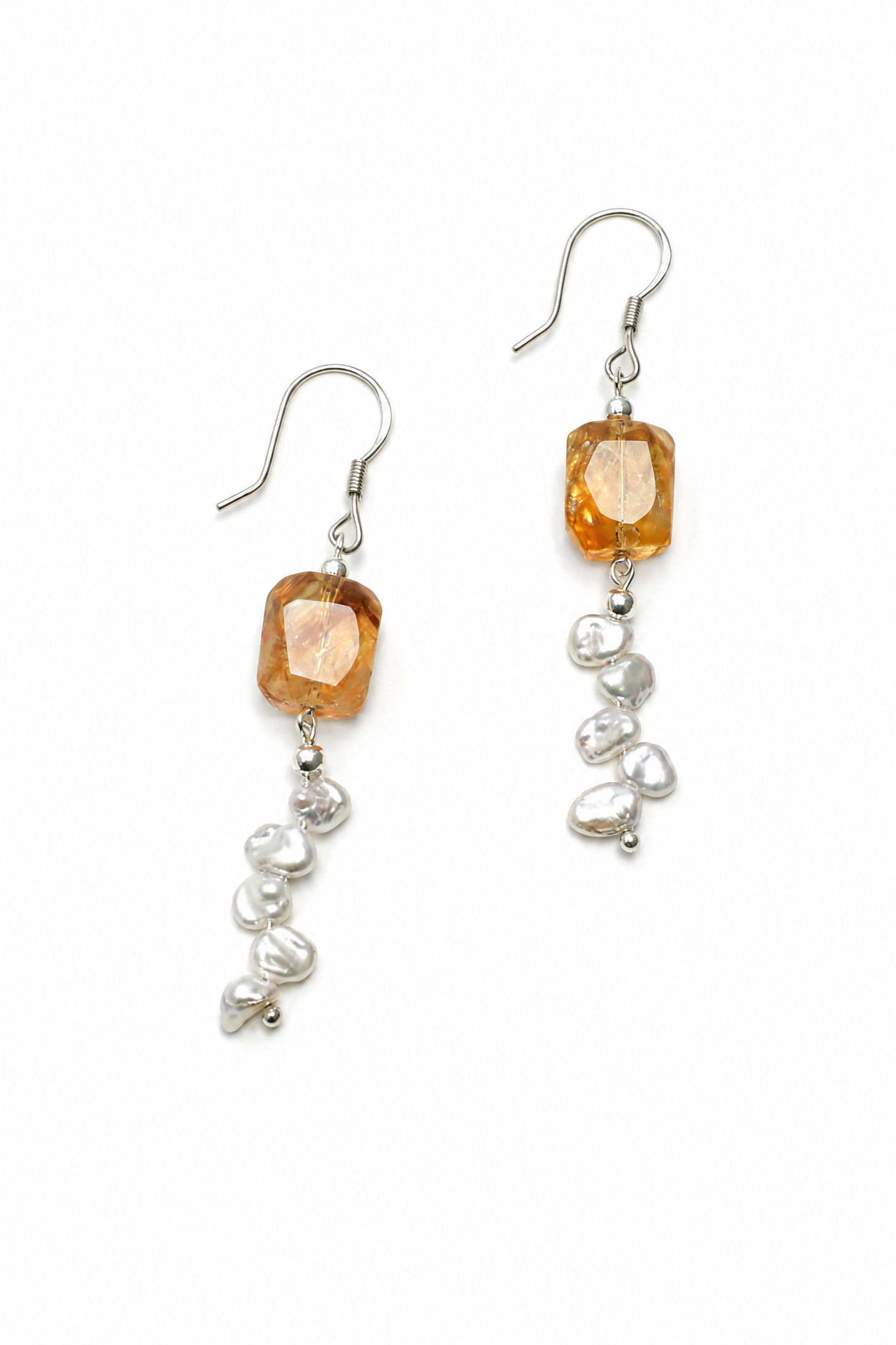 AMBER TRACE · Citrine & Pearl Earrings