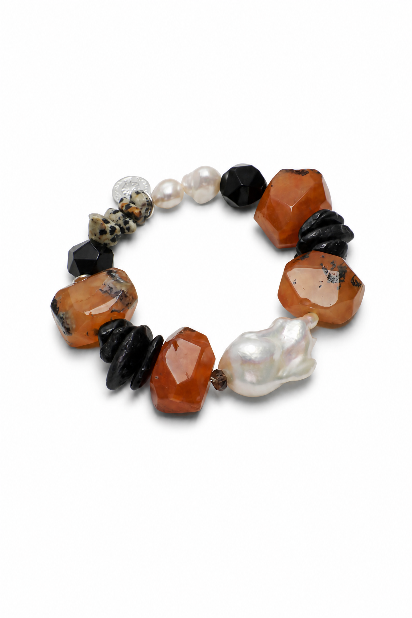 CRIMSON PULSE · Red Agate & Pearl Bracelet