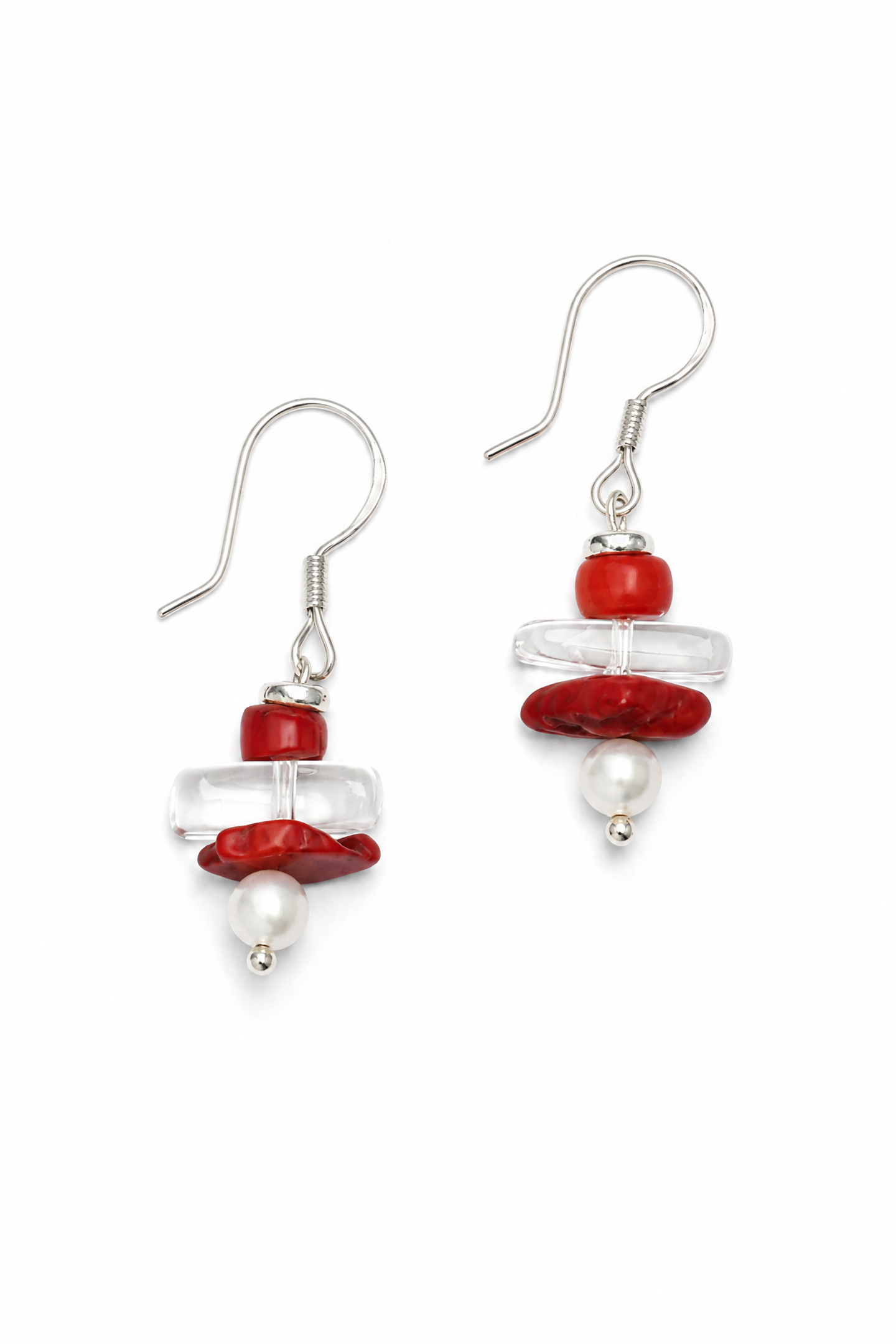 CRIMSON CRAG · Red Fragment & Crystal Tooth Earrings