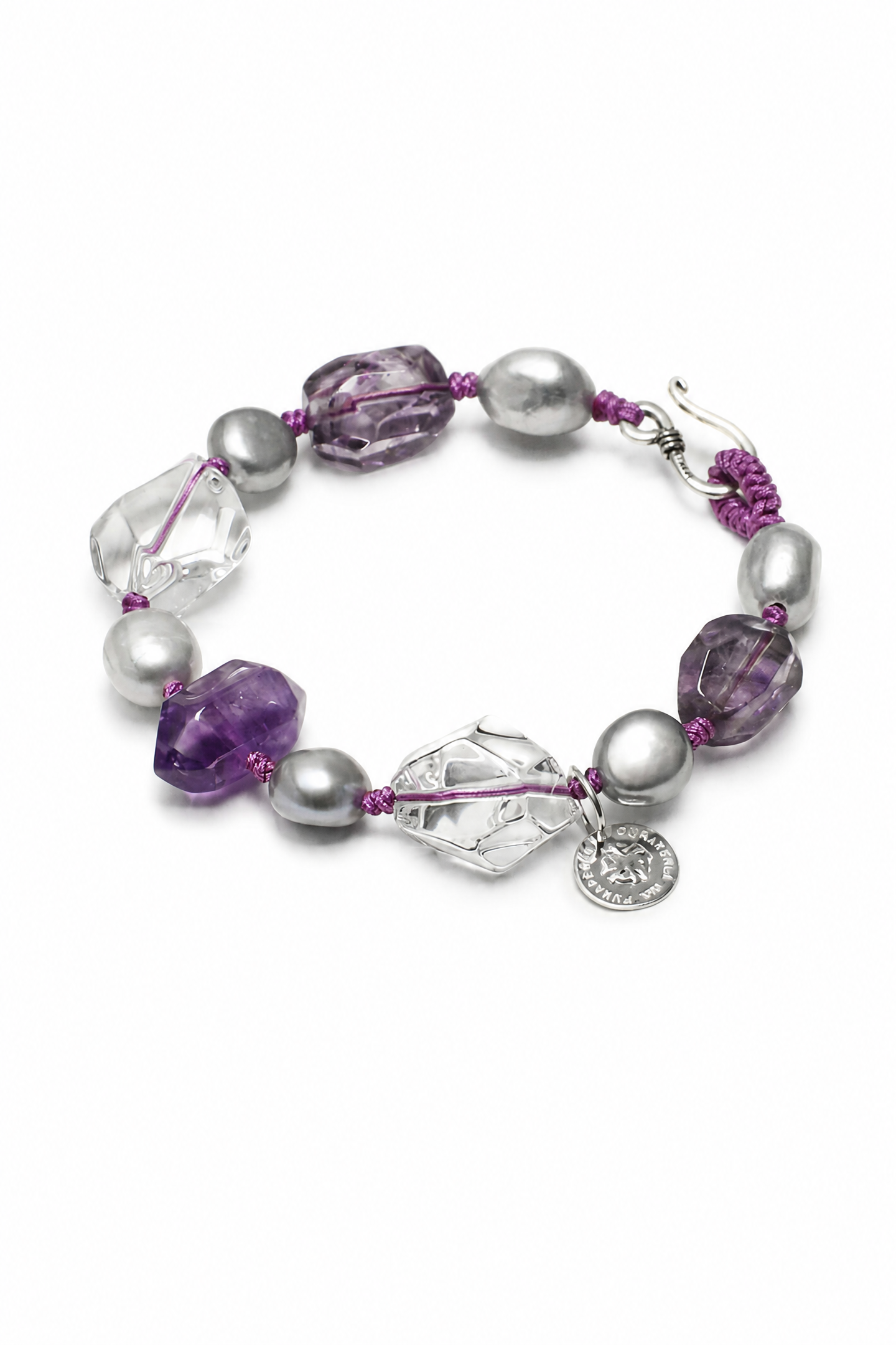 DUSK SURGE · Amethyst & Grey Pearl Bracelet
