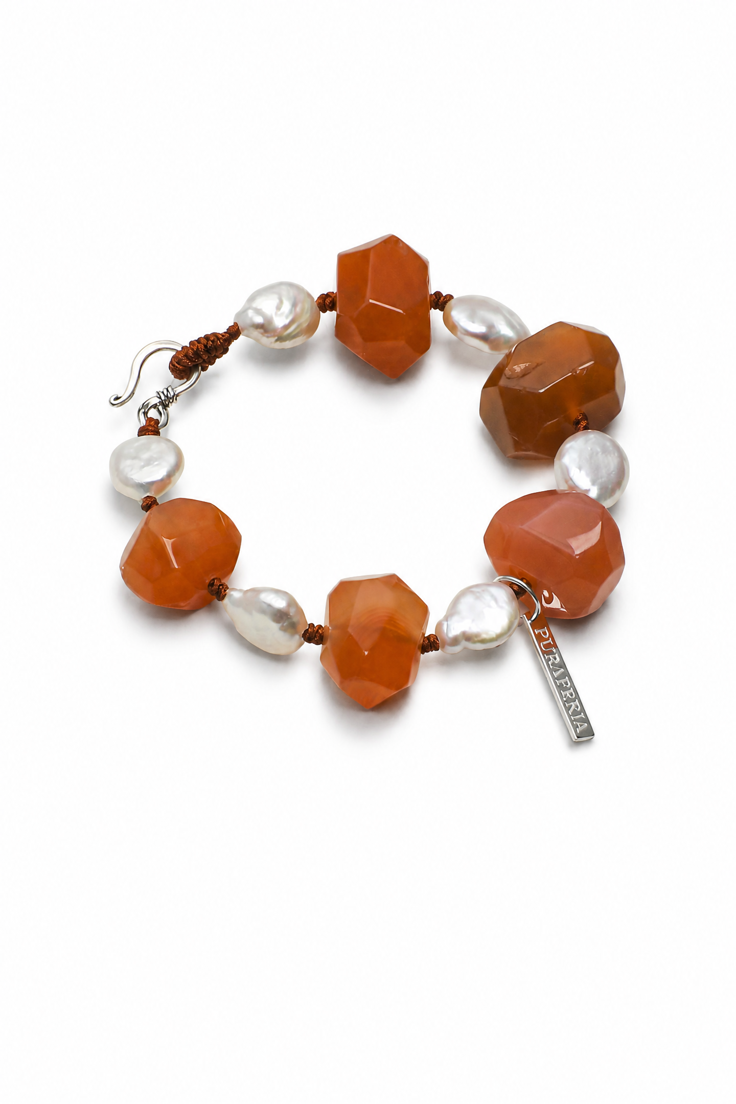 WARM CRIMSON · Red Agate & Pearl Bracelet