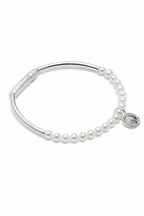 LUNAR CIRCLE · Pearl & Silver Tube Bracelet