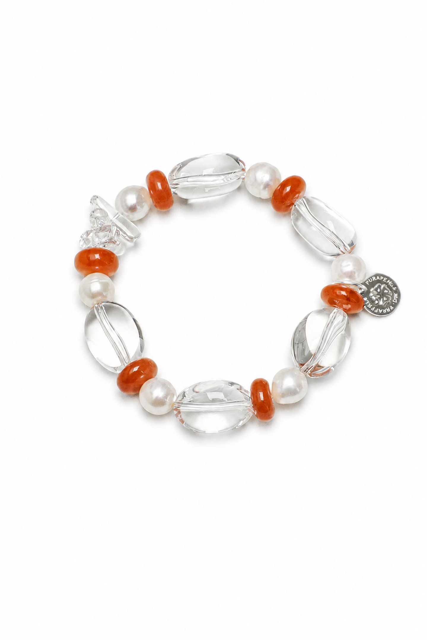 CRIMSON VINE · Clear Quartz & Red Agate Bracelet