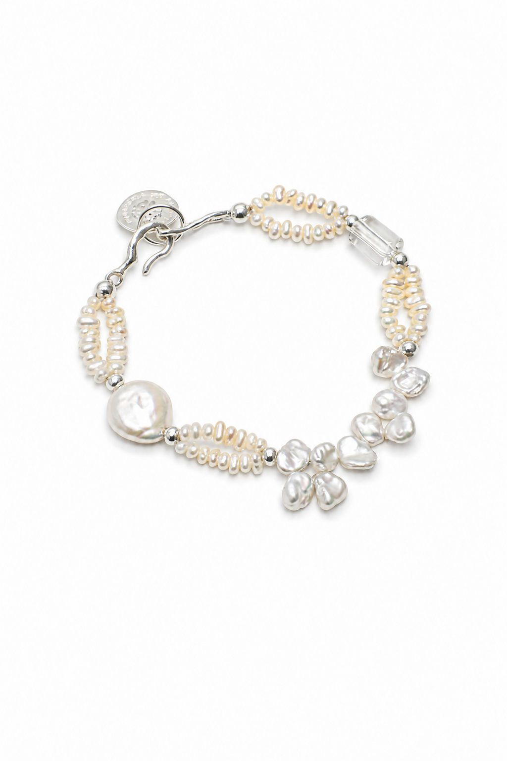 SURF STACK · Baroque Pearl & Clear Quartz Bracelet