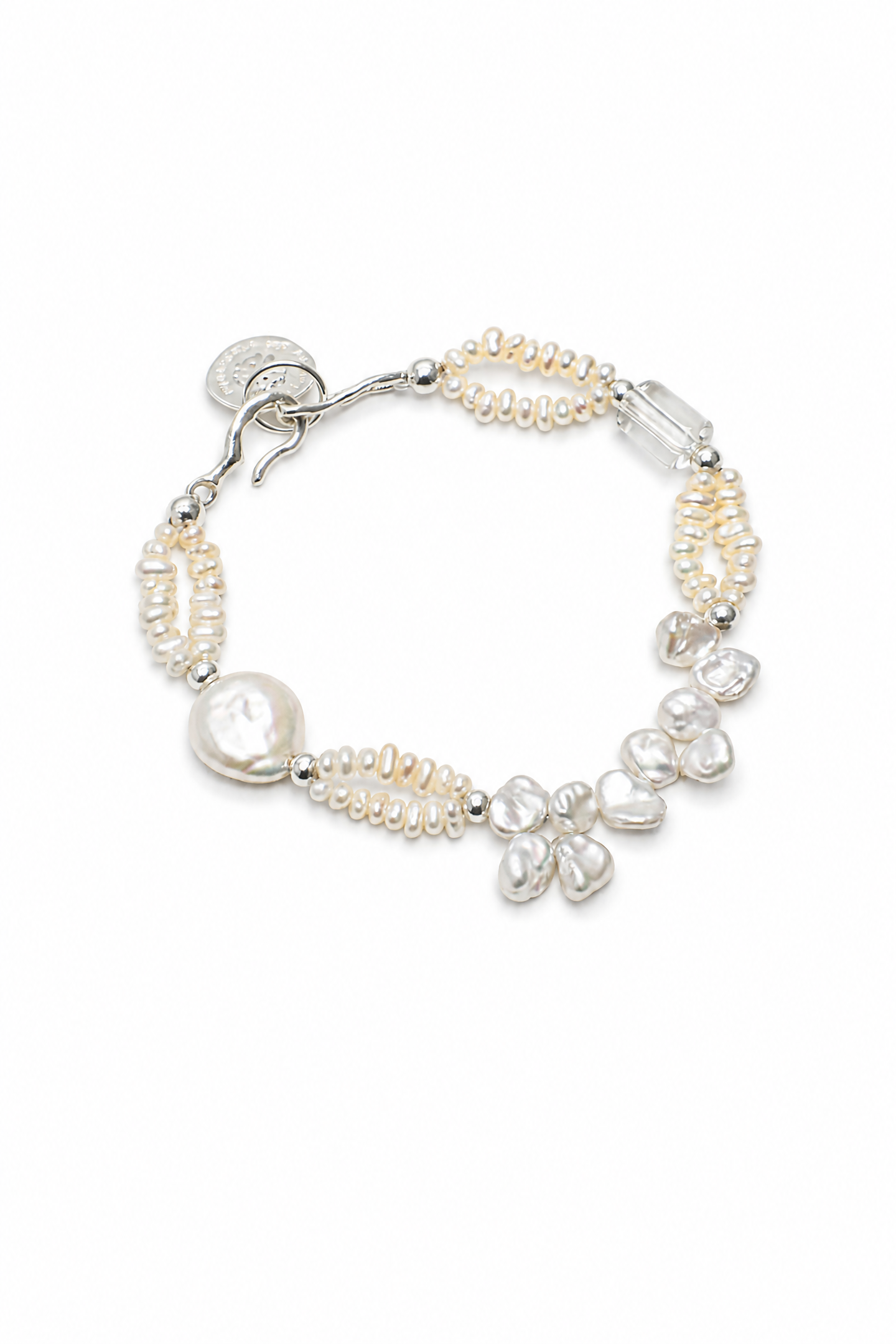 SURF STACK · Baroque Pearl & Clear Quartz Bracelet