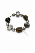 GLOWING CORE · Tiger's Eye & Grey Pearl Bracelet