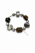 GLOWING CORE · Tiger's Eye & Grey Pearl Bracelet
