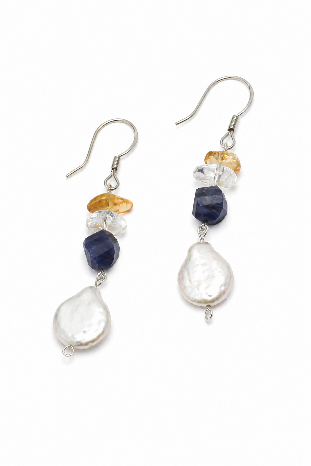 AQUEOUS NEBULA · Baroque Pearl & Sodalite Earrings