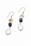 AQUEOUS NEBULA · Baroque Pearl & Sodalite Earrings