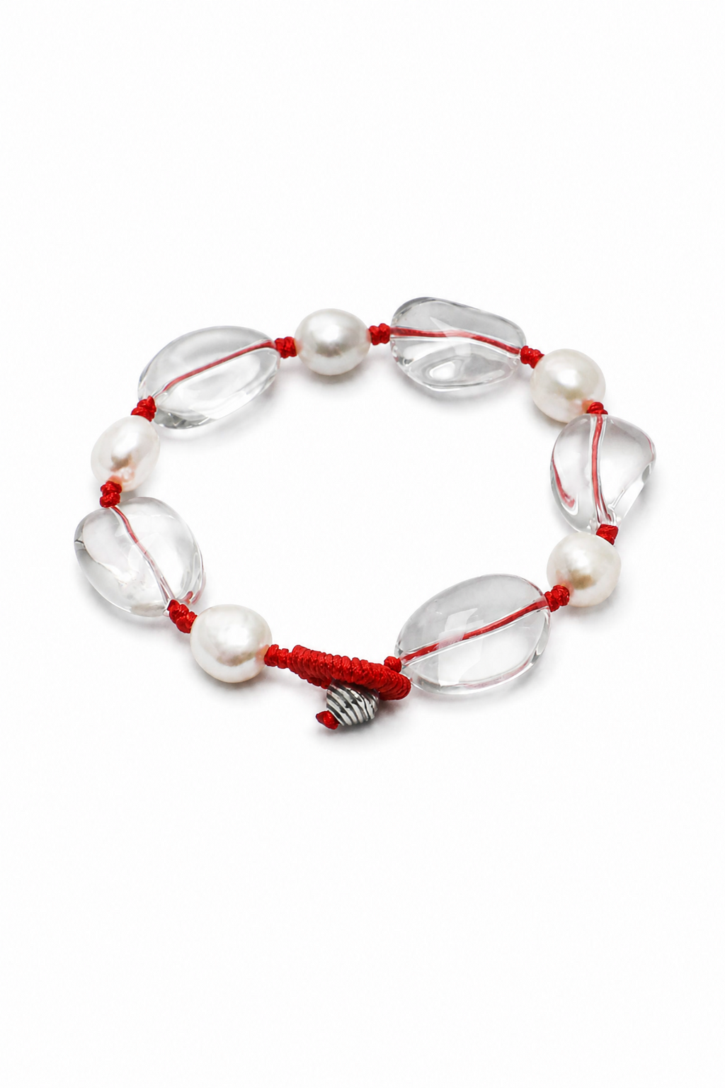 RED LATITUDE · Clear Quartz & Pearl Bracelet