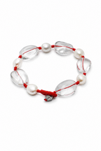 RED LATITUDE · Clear Quartz & Pearl Bracelet