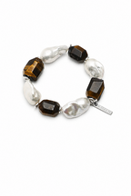 AMBER MATRIX · Tiger's Eye & Baroque Pearl Bracelet