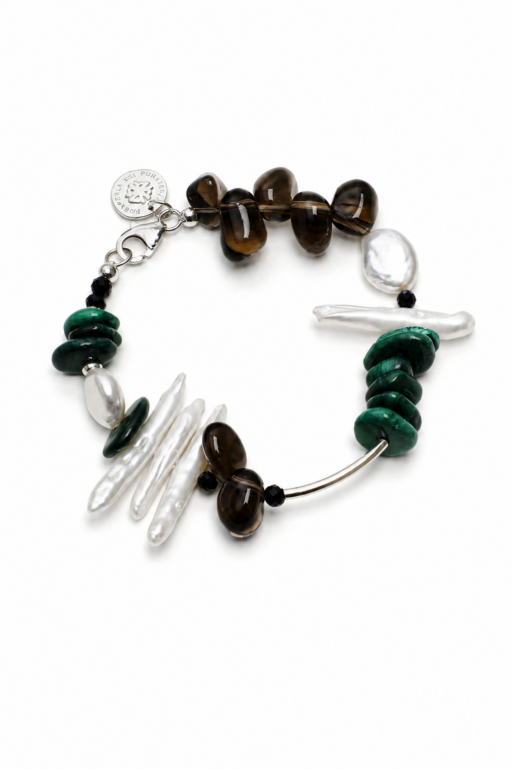 DEEP FOREST SHARD · Smoky Quartz & Malachite Bracelet