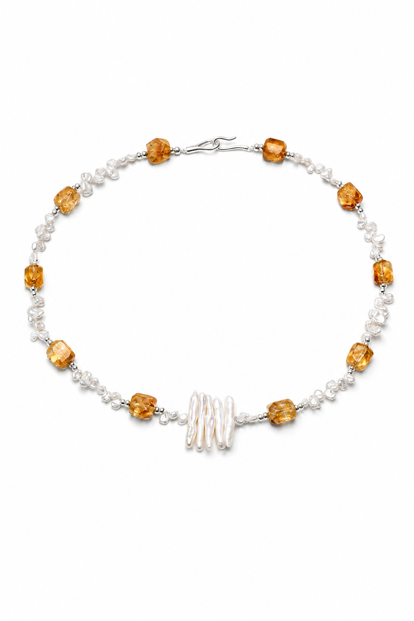 AMBER VINE · Citrine & Baroque Pearl Necklace