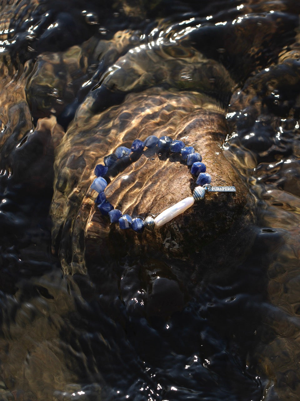 CYAN EROSION · Stick Pearl & Sodalite Bracelet