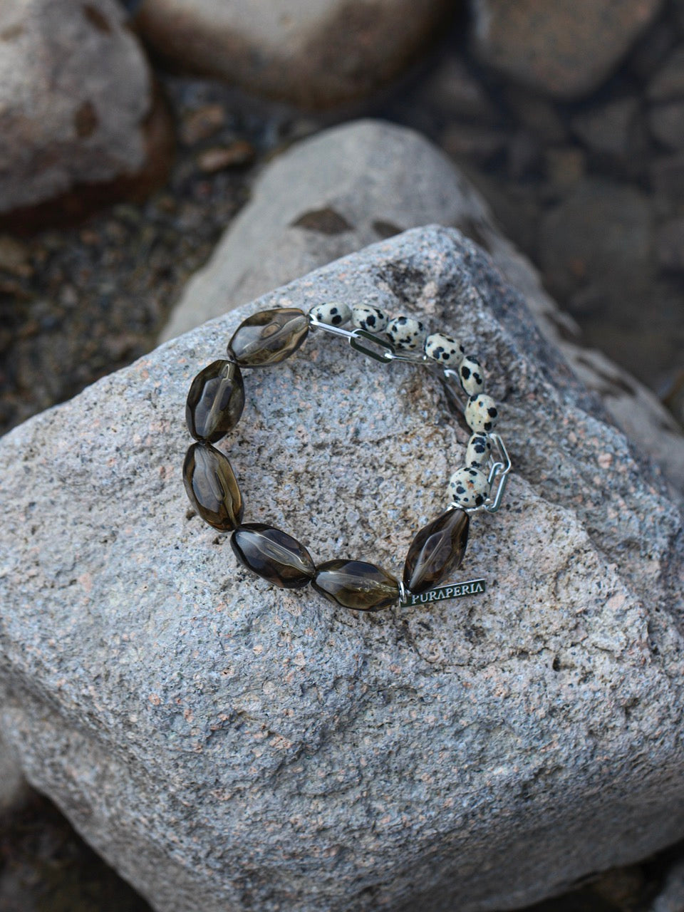 SMOKY RELIC · Smoky Quartz & Dalmatian Stone Bracelet