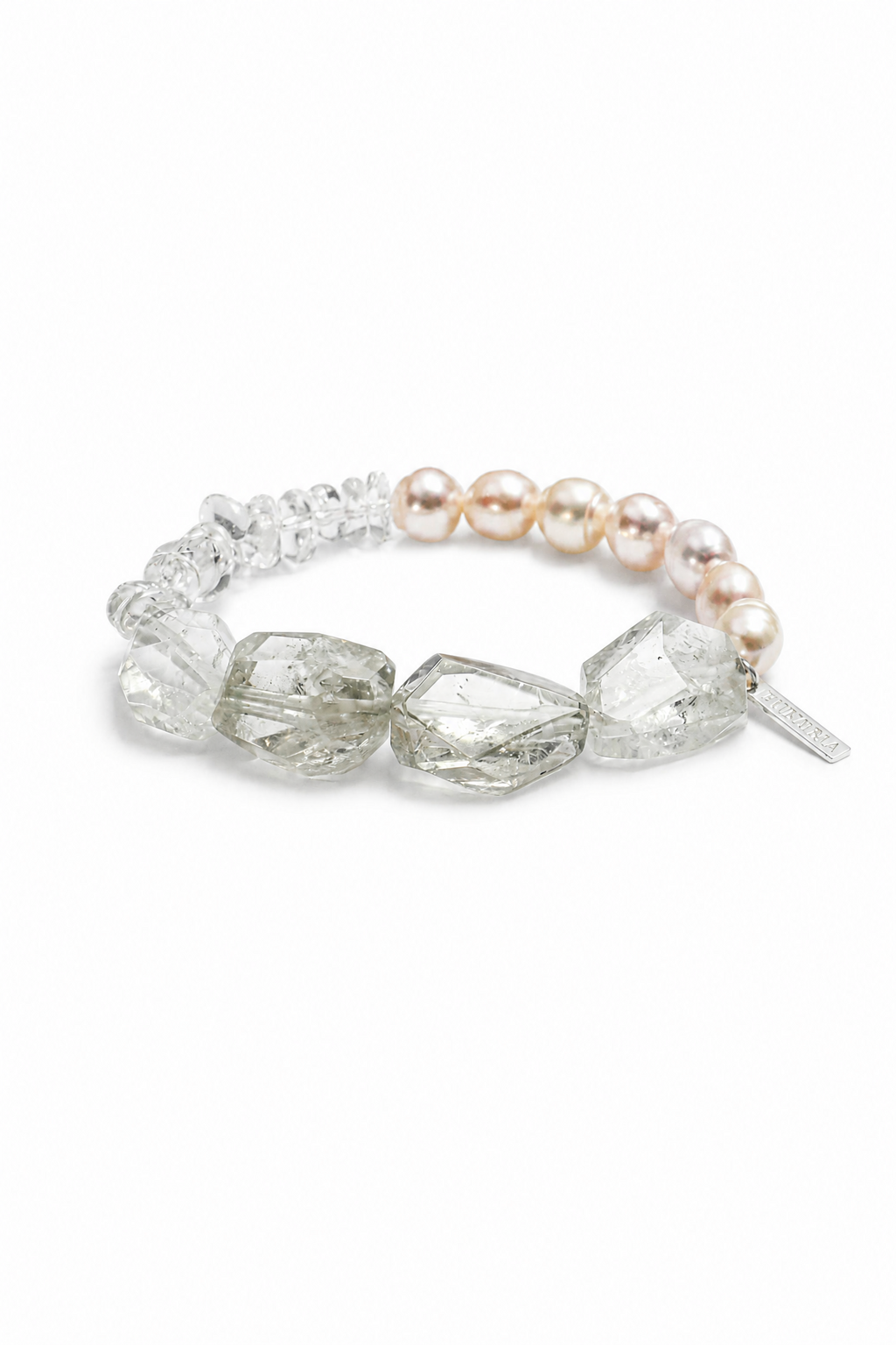 MOSS & ICE · Green Crystal & Pearl Bracelet
