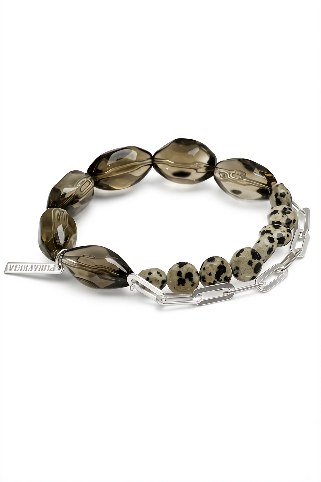 SMOKY RELIC · Smoky Quartz & Dalmatian Stone Bracelet