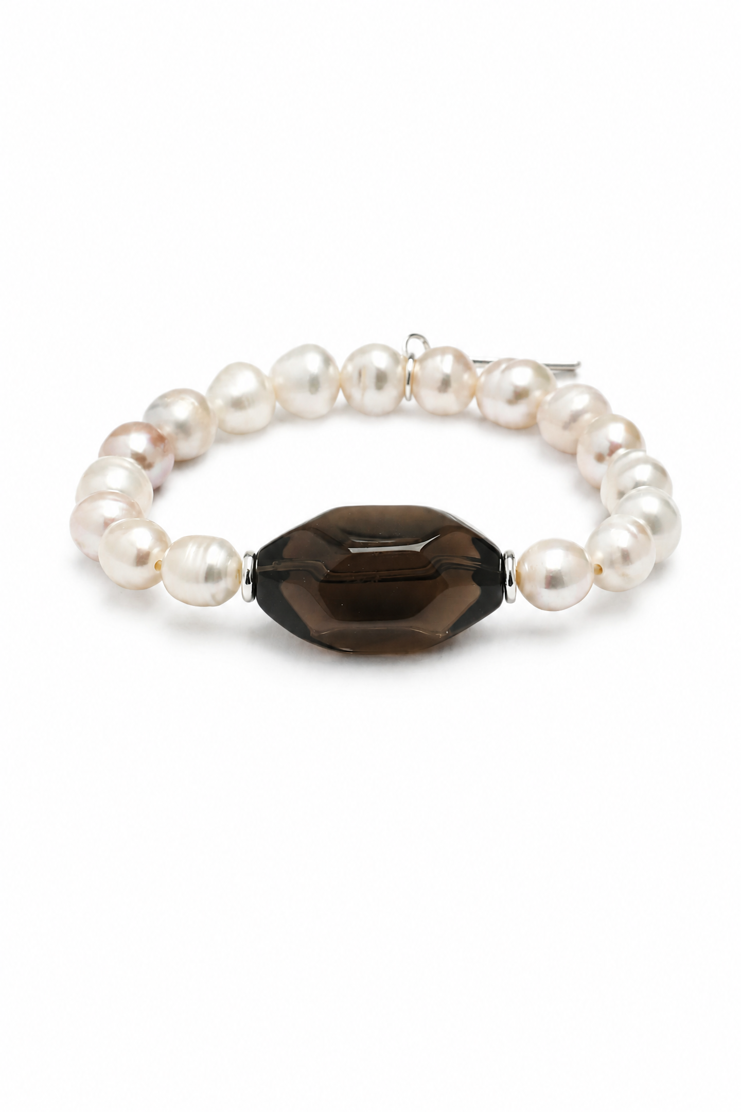 SMOKY GEOMETRY · Smoky Quartz & Pearl Bracelet