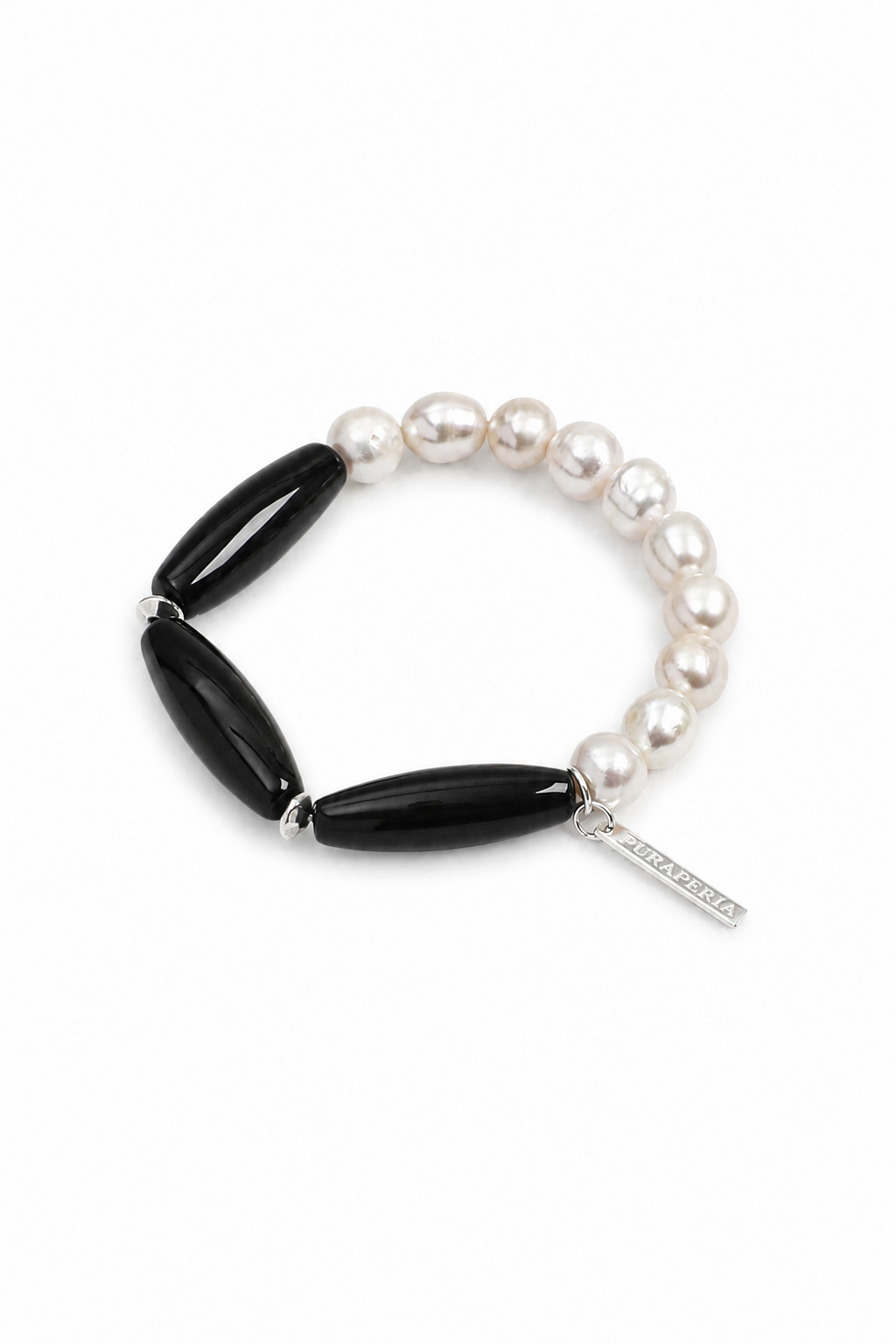 SHADOW WAVE · Black Agate & Pearl Bracelet