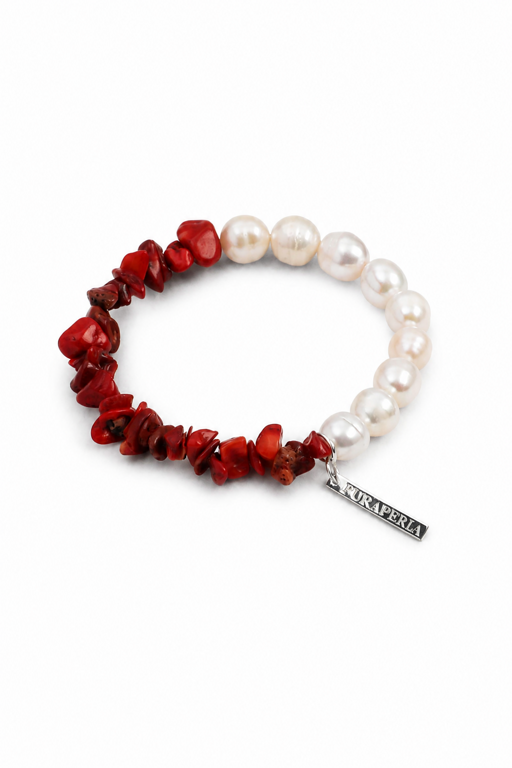 CRIMSON TIDE · Pearl & Coral Chip Bracelet