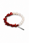 CRIMSON TIDE · Pearl & Coral Chip Bracelet