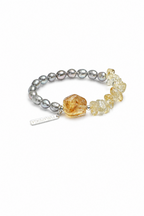 AMBER MIST GLOW · Citrine & Grey Pearl Bracelet