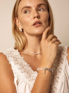 MISTY GLASS · Clear Quartz & Grey Pearl Bracelet
