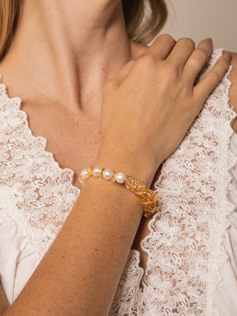AMBER SURGE · Citrine & Pearl Bracelet