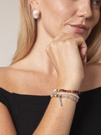 AMBER ROCK TRACE · Moonstone & Pearl Triple-Wrap Bracelet