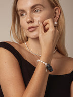 DEPTH RIPPLE · Blue Apatite & Pearl Bracelet