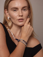 GREY RIPPLE · Sodalite & Pearl Double-Wrap Bracelet