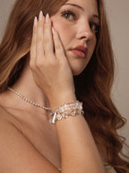 OPTIC GREY · Grey Pearl & Clear Quartz Bracelet