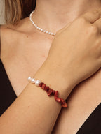 CRIMSON TIDE · Pearl & Coral Chip Bracelet
